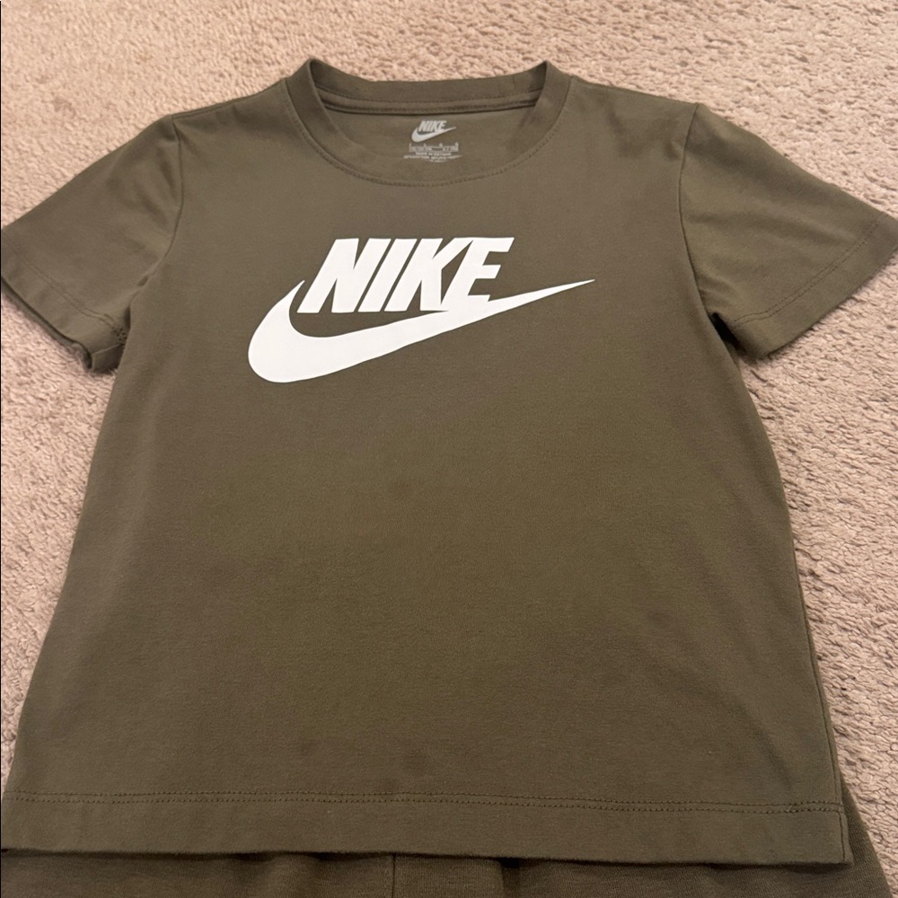 Nike Olive Green Logo Tee and Shorts Set - Picture 2 of 6